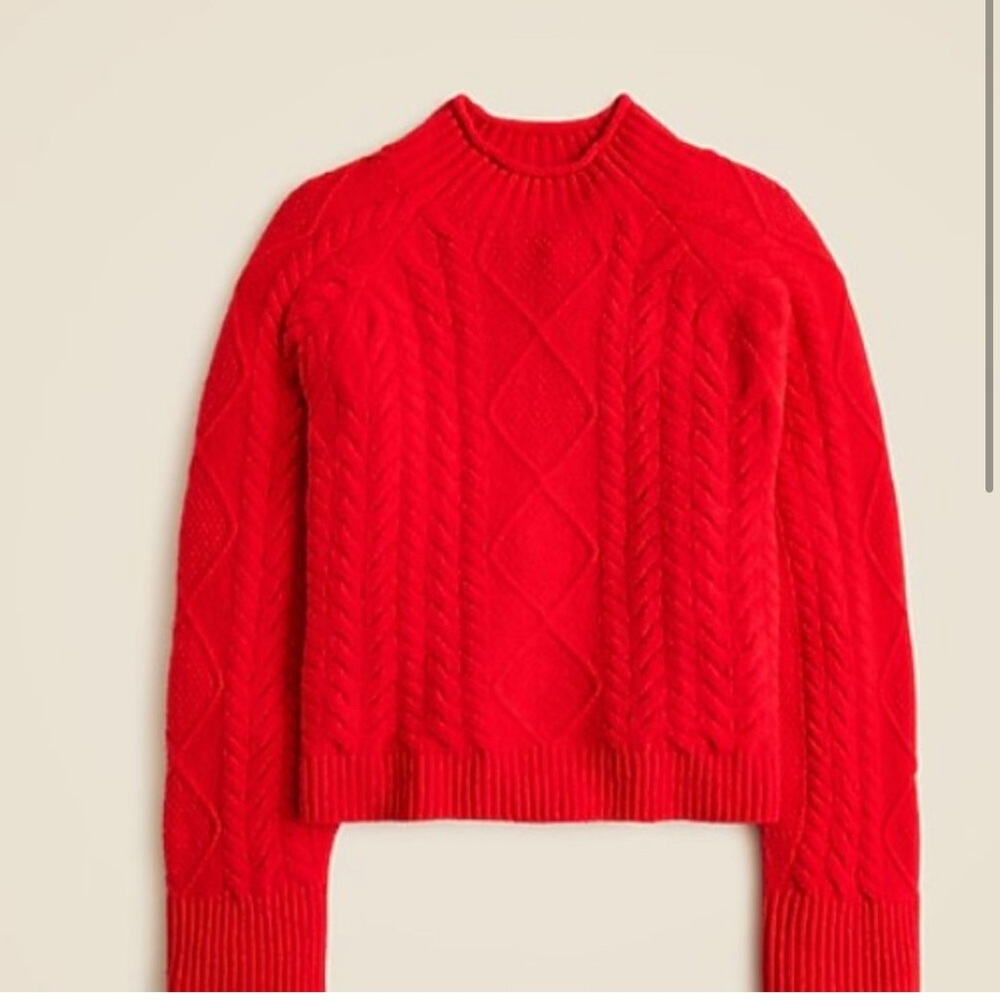 J. Crew Red Cable-knit Rollneck sweater - Size XS - Excellent Condition